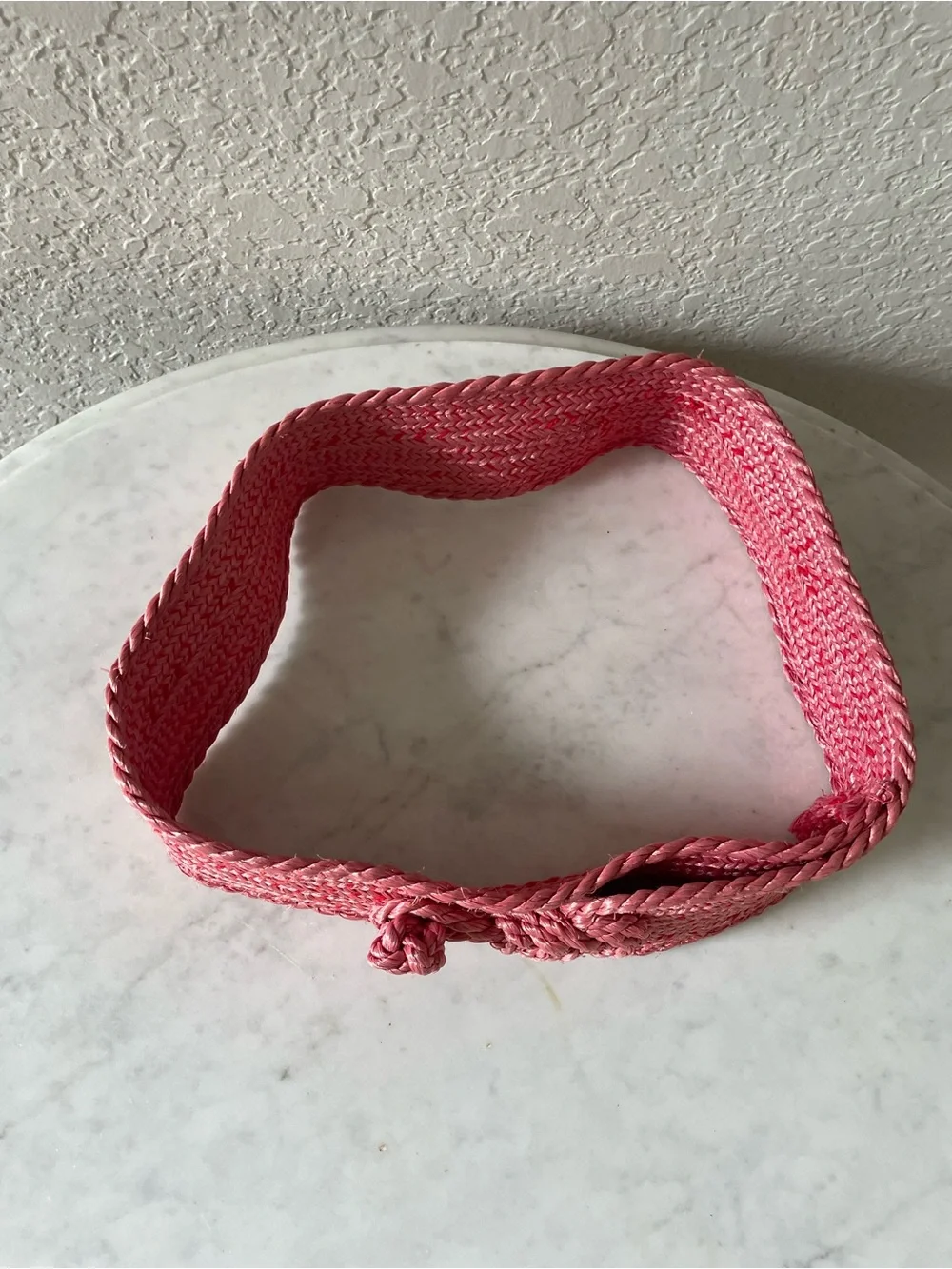 Vintage Dusty Rose Woven Straw Knotted Waist Belt 27